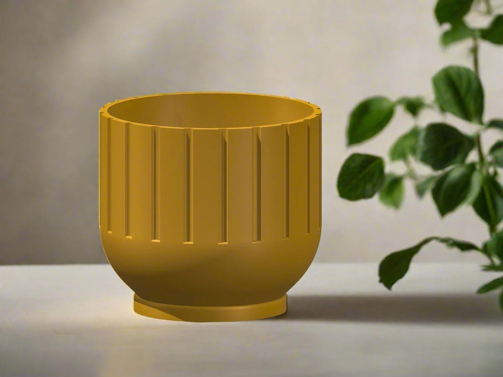 Modern Indoor Planter with Drainage – 3D Printed Fluted Plant Pot, Vertical Ribbed Design, Minimalist, view 9