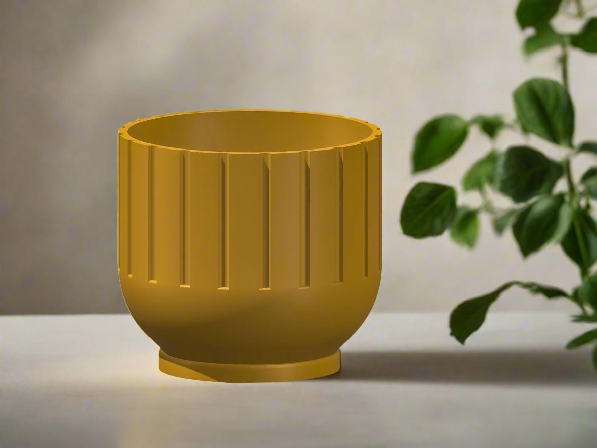 Modern Indoor Planter with Drainage – 3D Printed Fluted Plant Pot, Vertical Ribbed Design, Minimalist, view 9