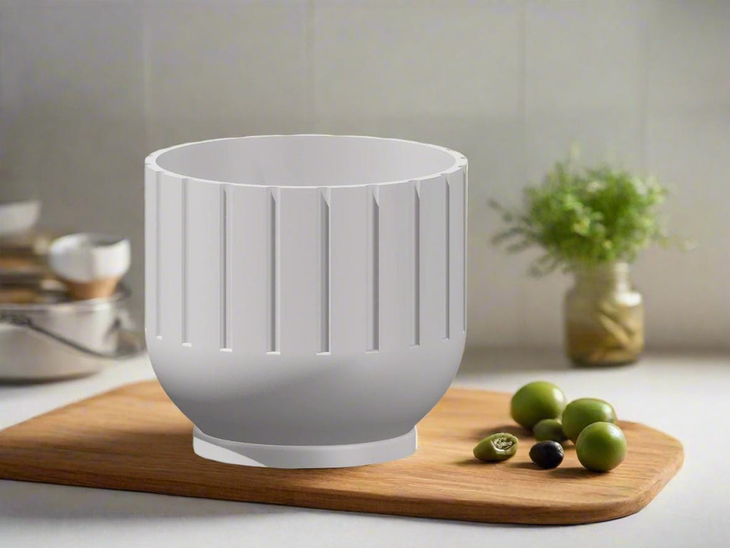 Modern Indoor Planter with Drainage – 3D Printed Fluted Plant Pot, Vertical Ribbed Design, Minimalist, view 15