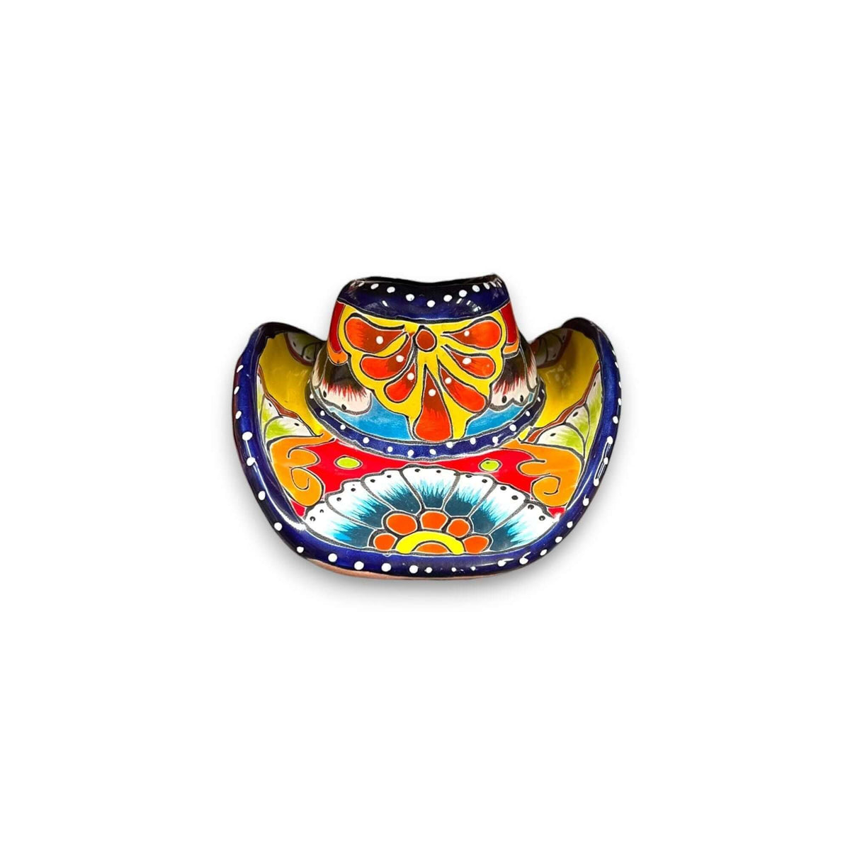 Small Talavera Sombrero Planter | Hand-Painted Cowboy Hat Decor, view 7