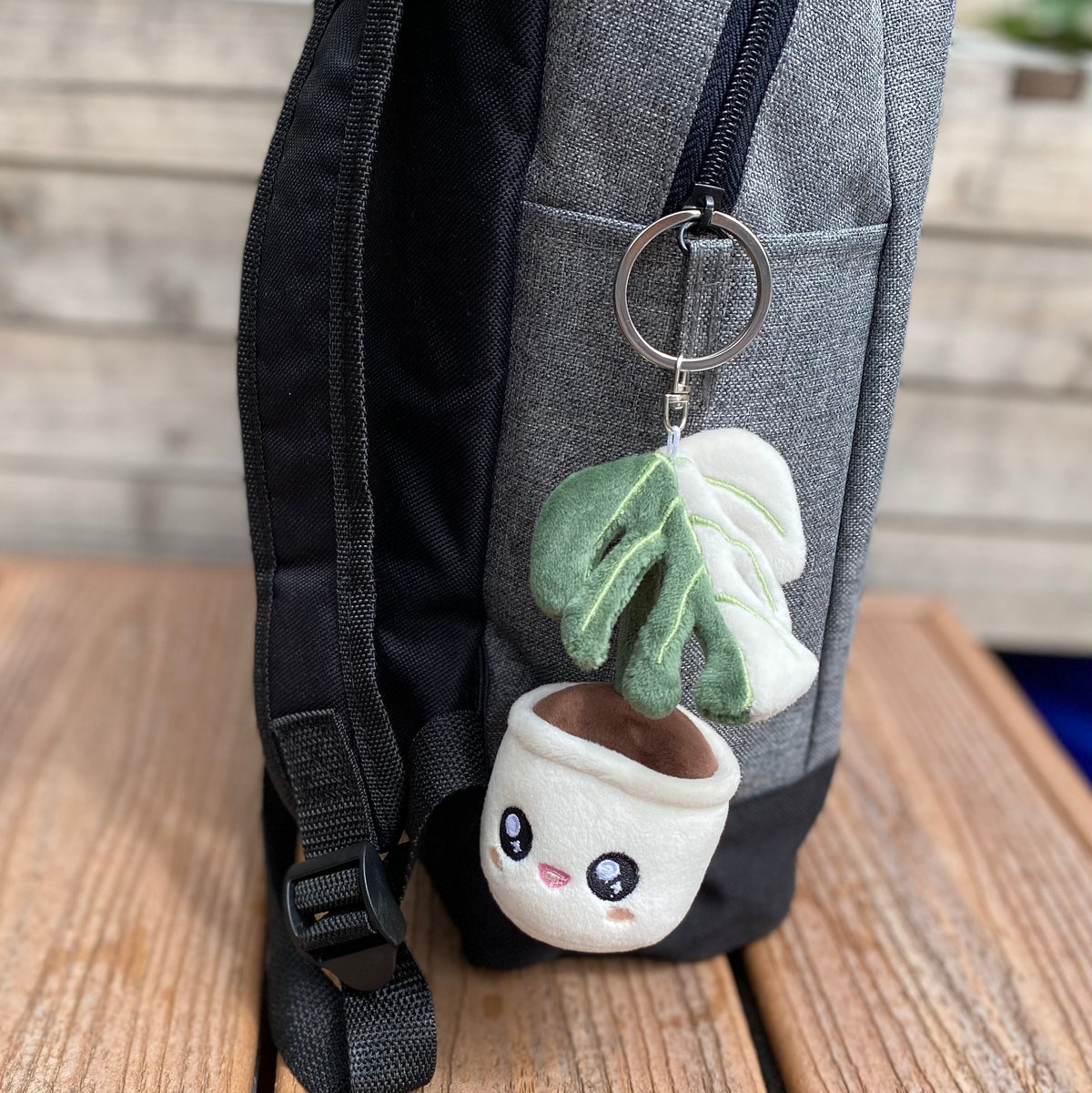 Monstera Albo plush keychain, view 2