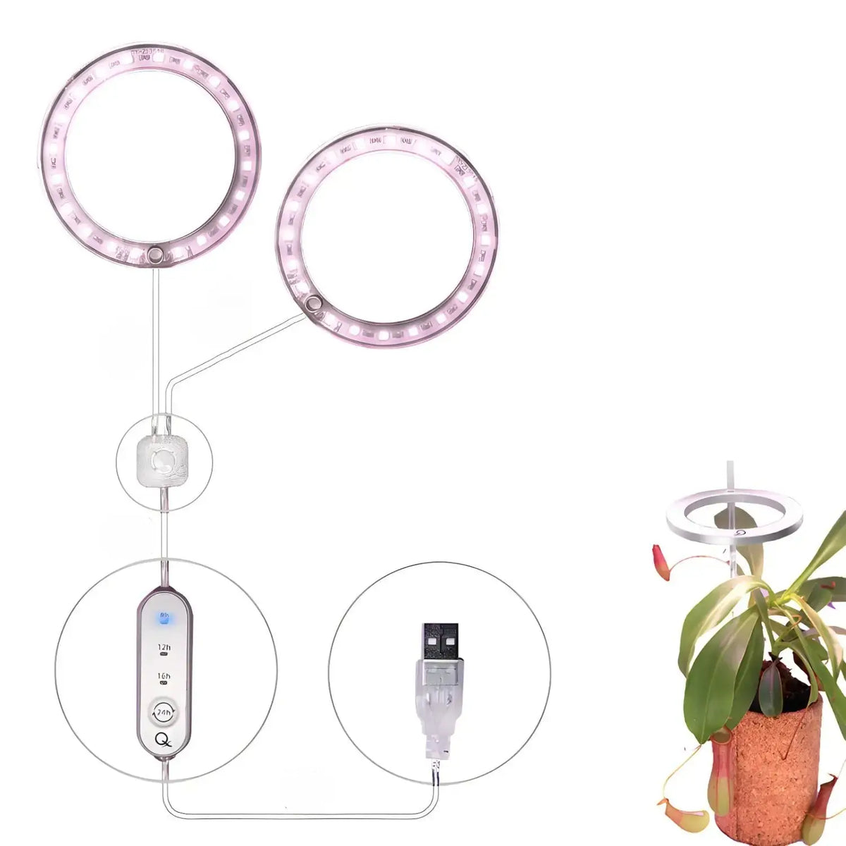 LED Grow Light Full Spectrum Angel Ring USB Lamp for Indoor Plants, view 12