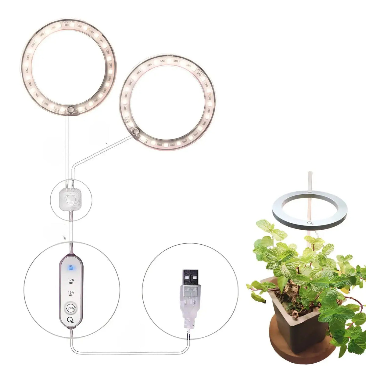 LED Grow Light Full Spectrum Angel Ring USB Lamp for Indoor Plants, view 13