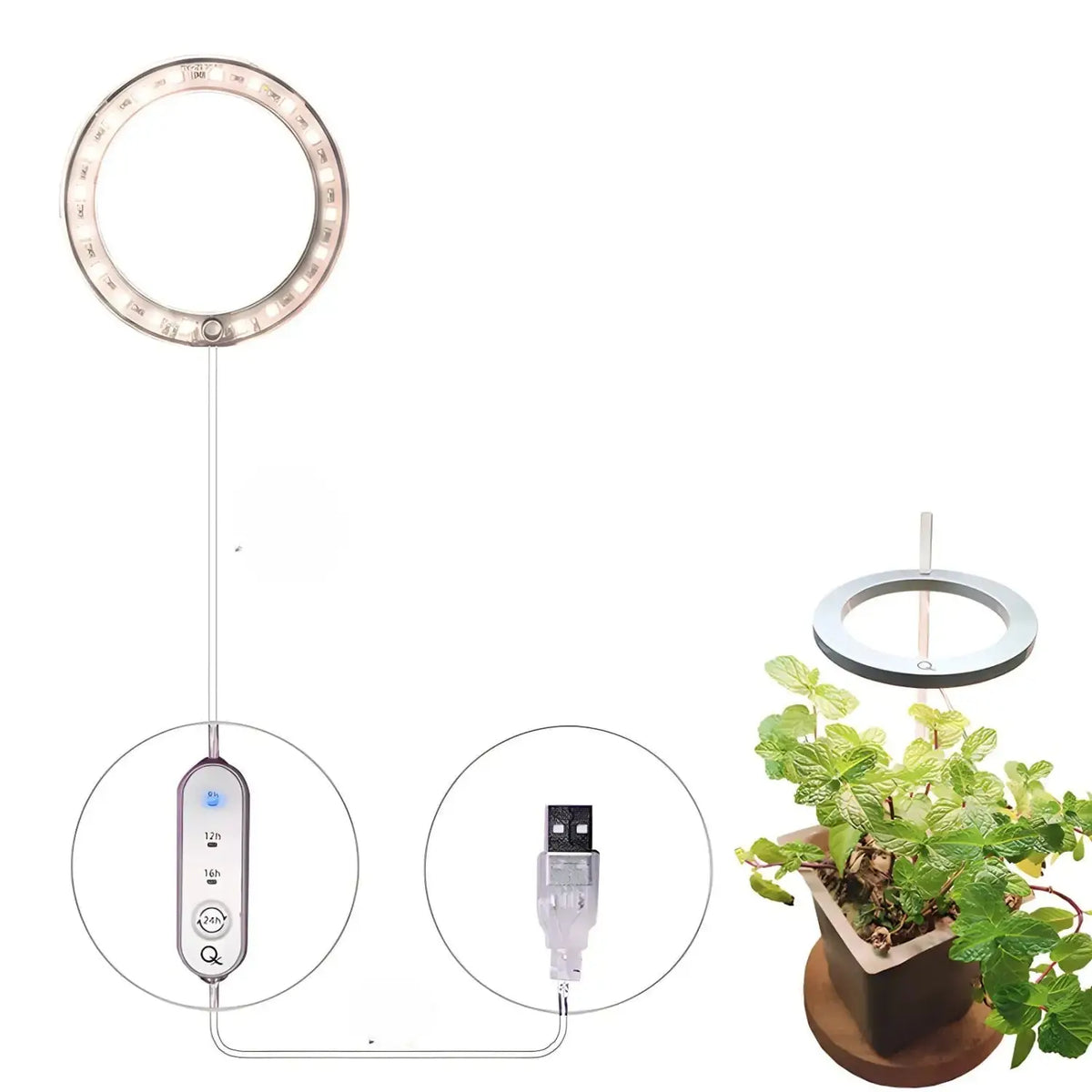 LED Grow Light Full Spectrum Angel Ring USB Lamp for Indoor Plants, view 11