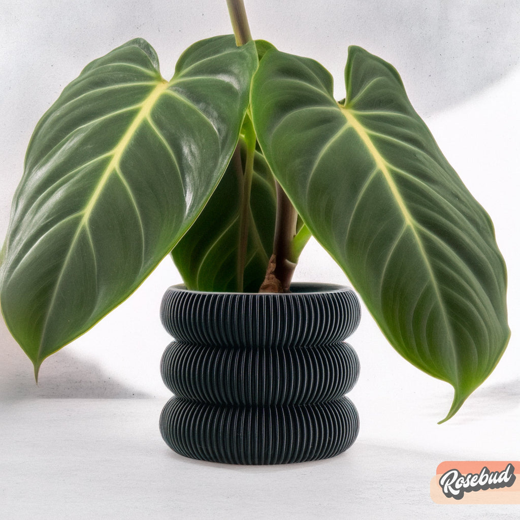 Ribbed Bubble Plant Pot With Drainage and Saucer, view 4