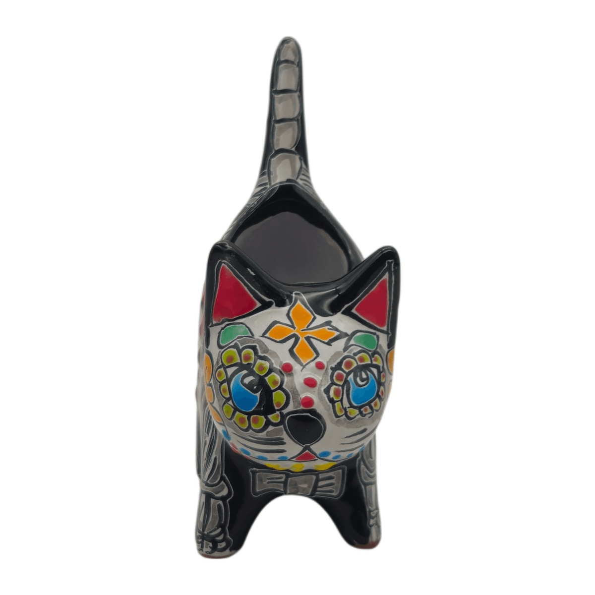 Talavera Cat Planter | Day of the Dead Ceramic Decor, view 5