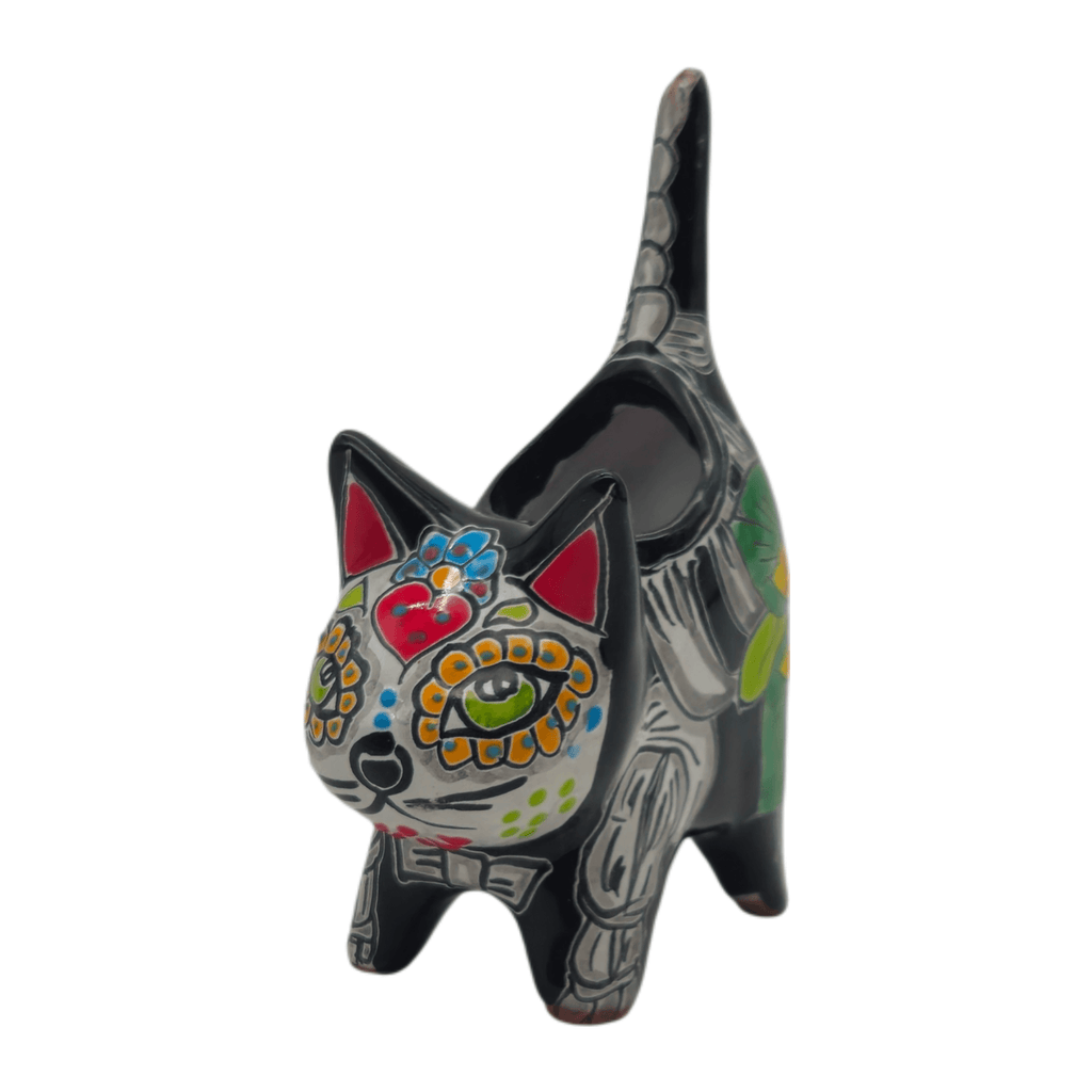 Talavera Cat Planter | Day of the Dead Ceramic Decor, view 4