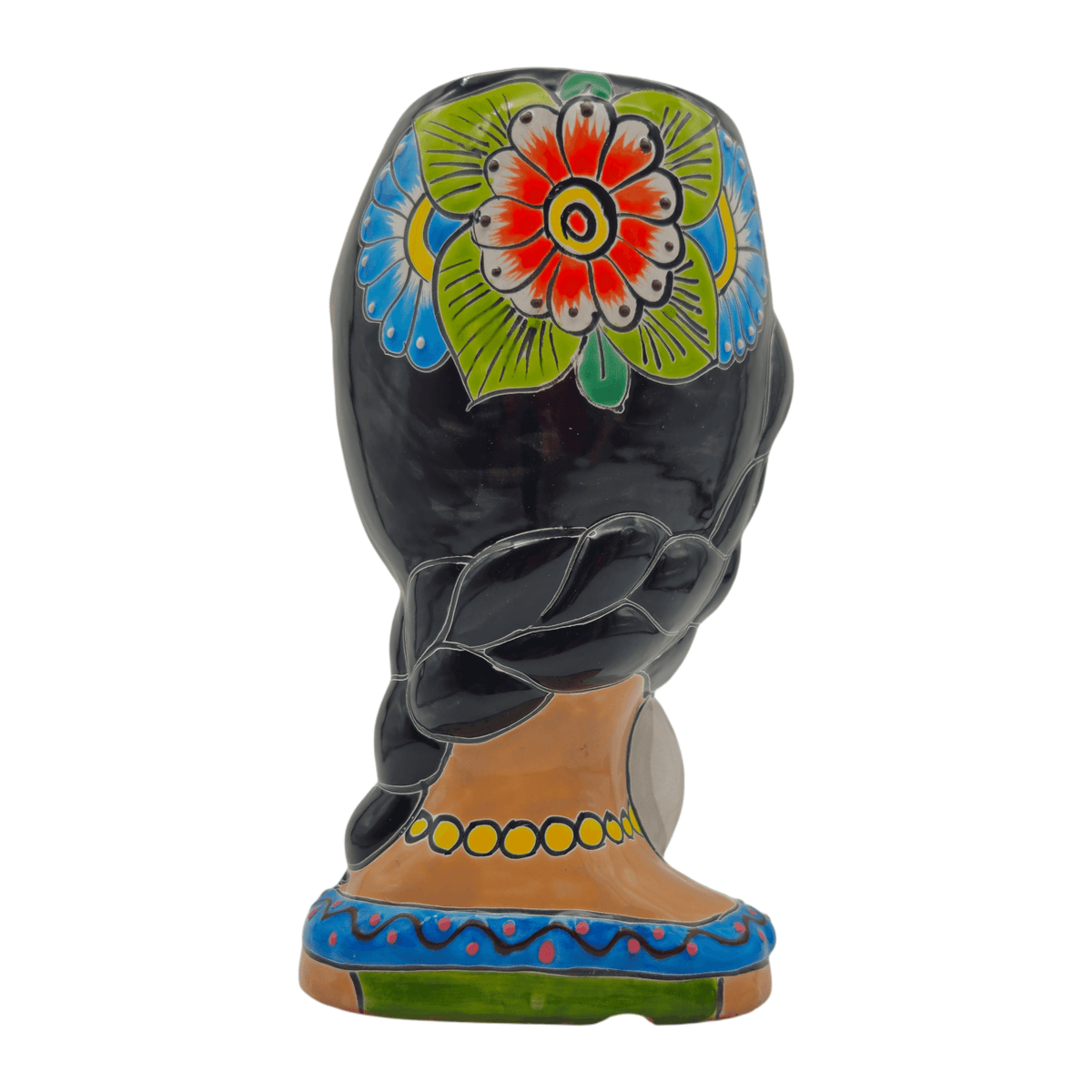 Talavera Lady & Bunny Planter | Colorful Mexican Decor, view 3