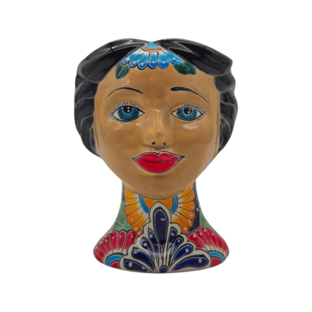 Talavera Lady Head Planter | Floral Folk Art, view 3
