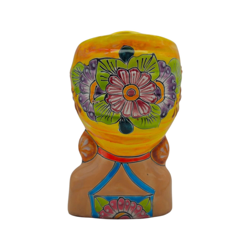 Talavera Lady Head Planter | Colorful Hand-Painted Decor, view 4