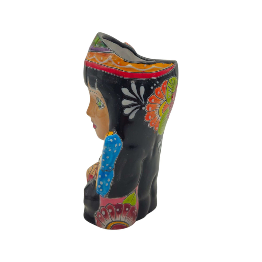 Talavera Lady Head Planter | Butterfly Design, view 3