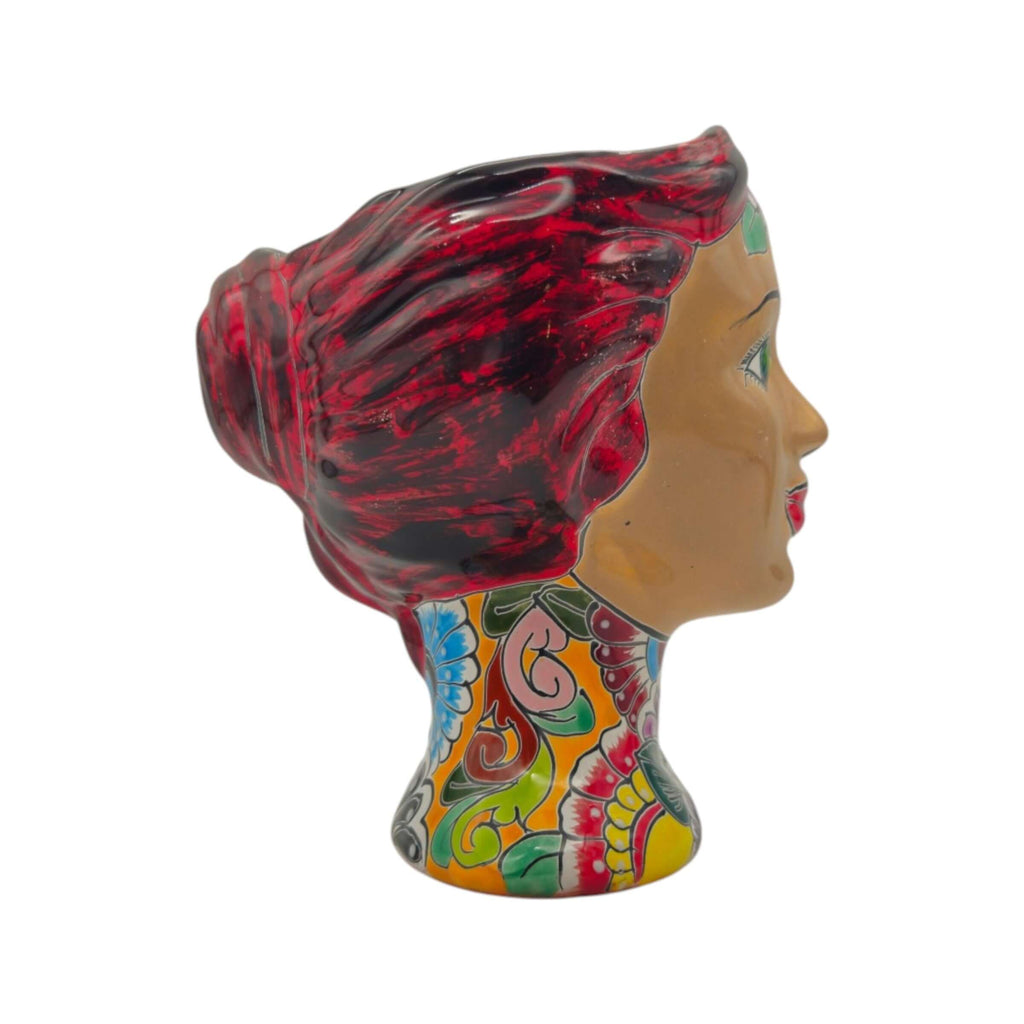 Talavera Lady Head Planter | Floral Folk Art, view 4