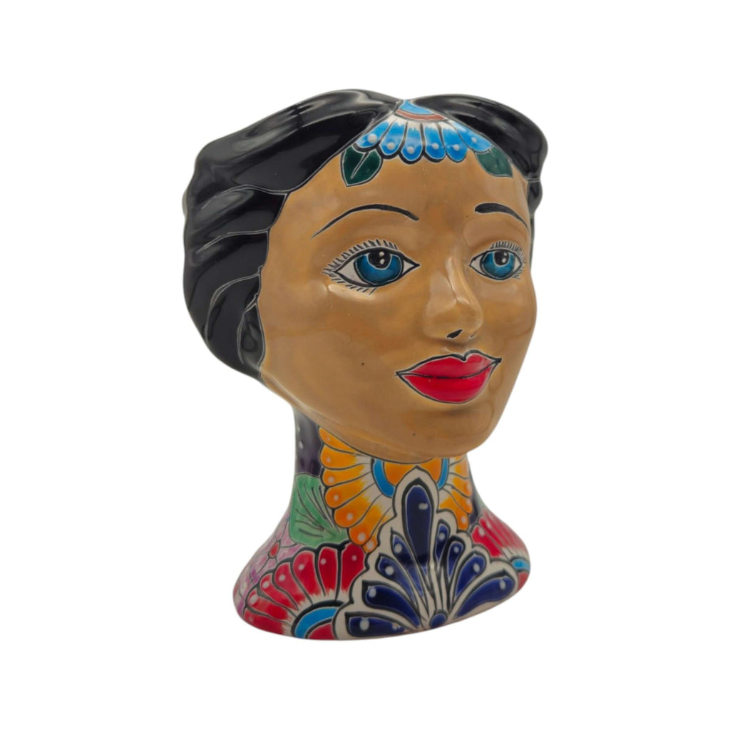 Talavera Lady Head Planter | Floral Folk Art, view 7