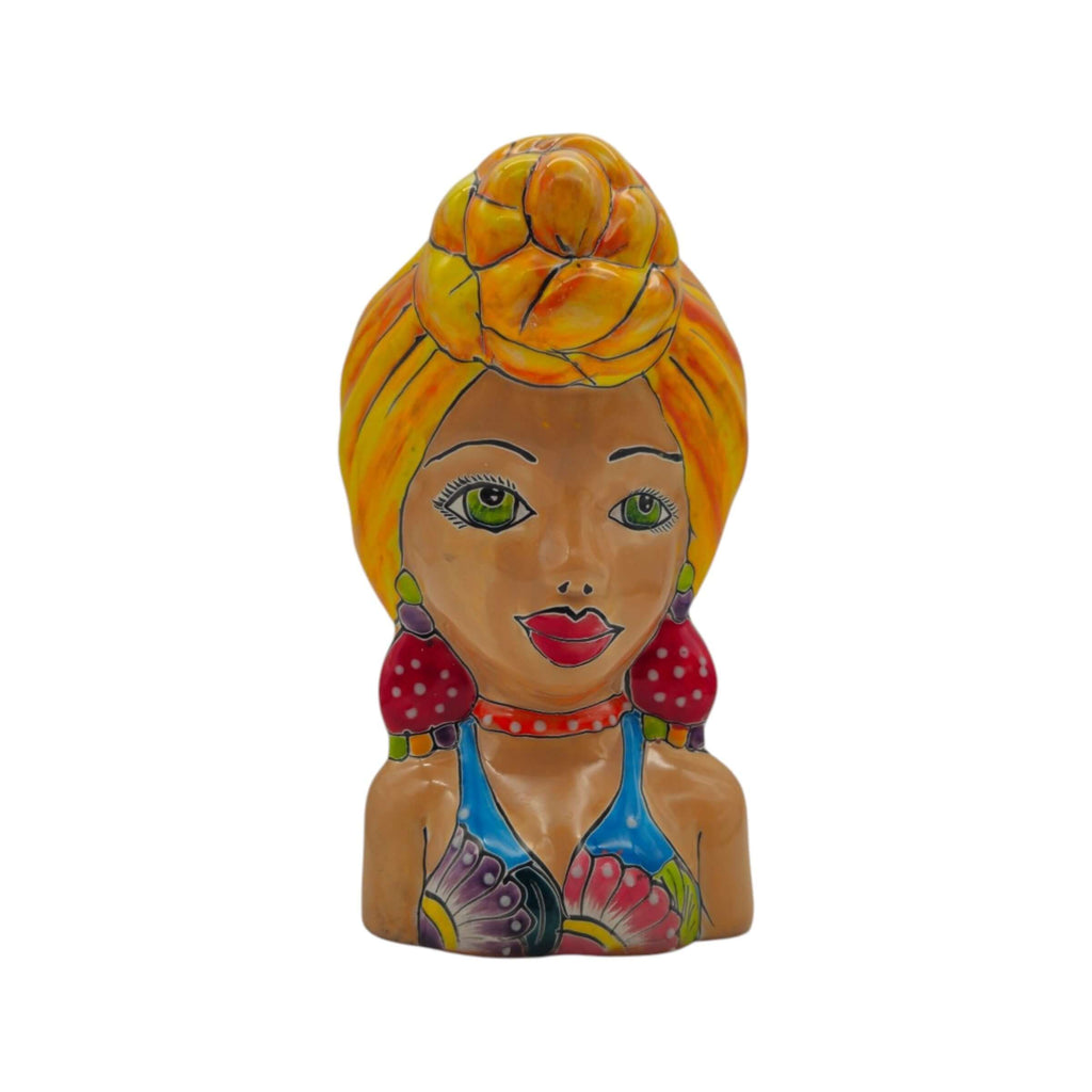 Talavera Lady Head Planter | Colorful Hand-Painted Decor, view 3
