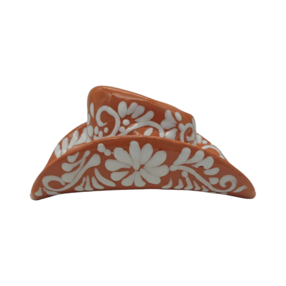 Talavera Sombrero Planter | Brown & White Floral Design, view 8