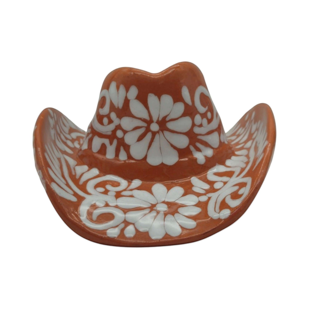 Talavera Sombrero Planter | Brown & White Floral Design, view 7