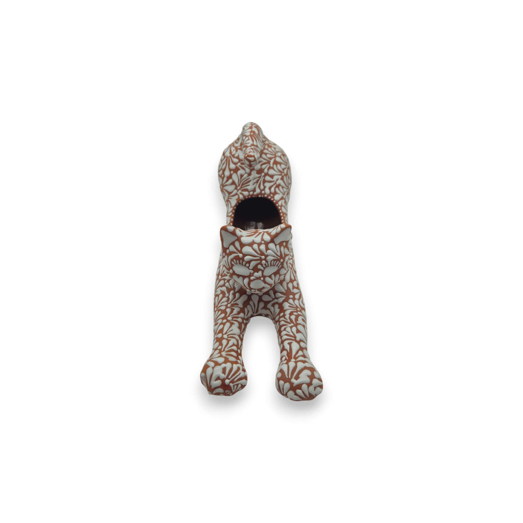 Talavera Terracotta Cat Planter | Stretching Design, view 7