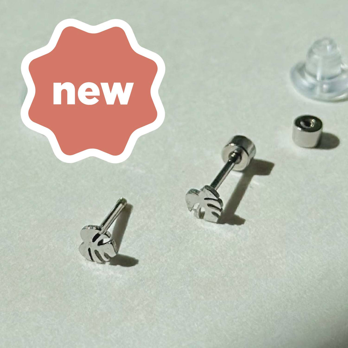 Flat Back- Teeniest Tiniest Monstera Deliciosa Earring Studs