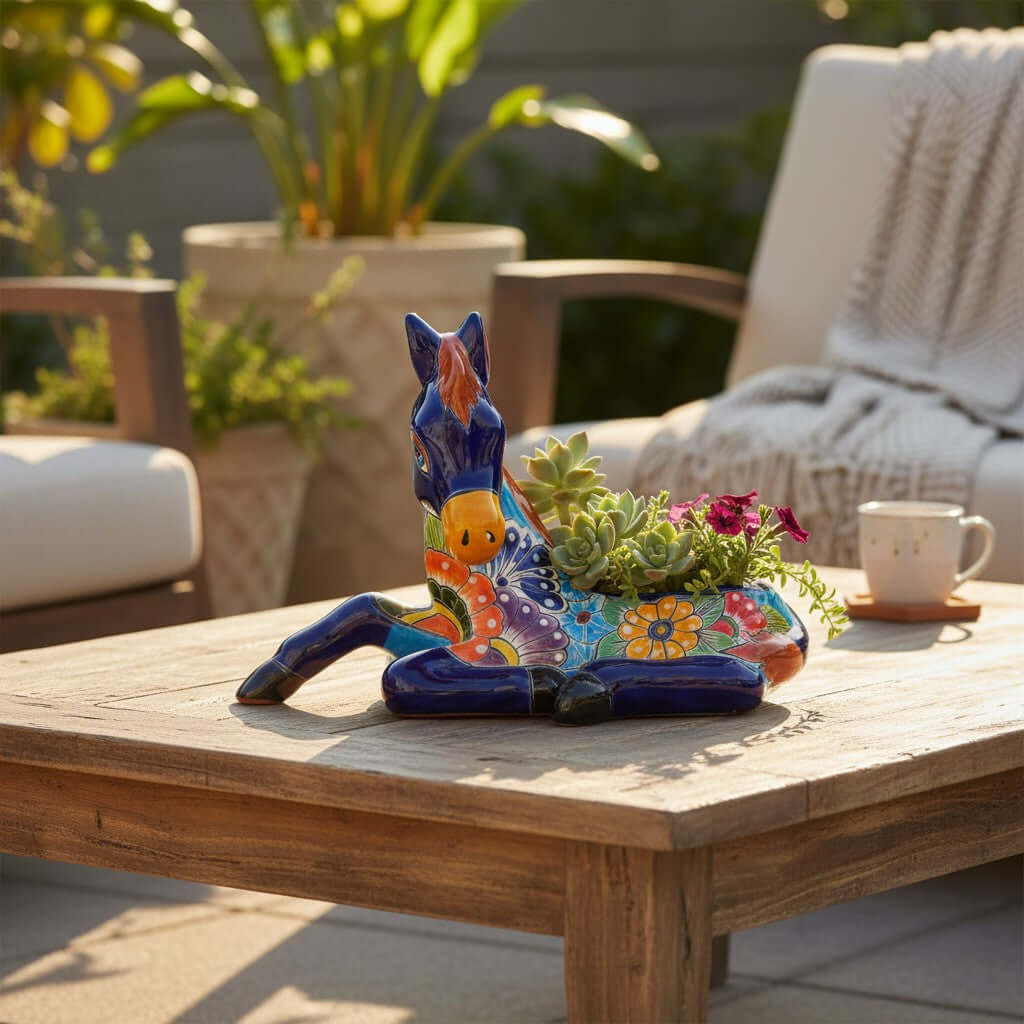 Talavera Horse Planter | Colorful Ceramic Decor, view 2