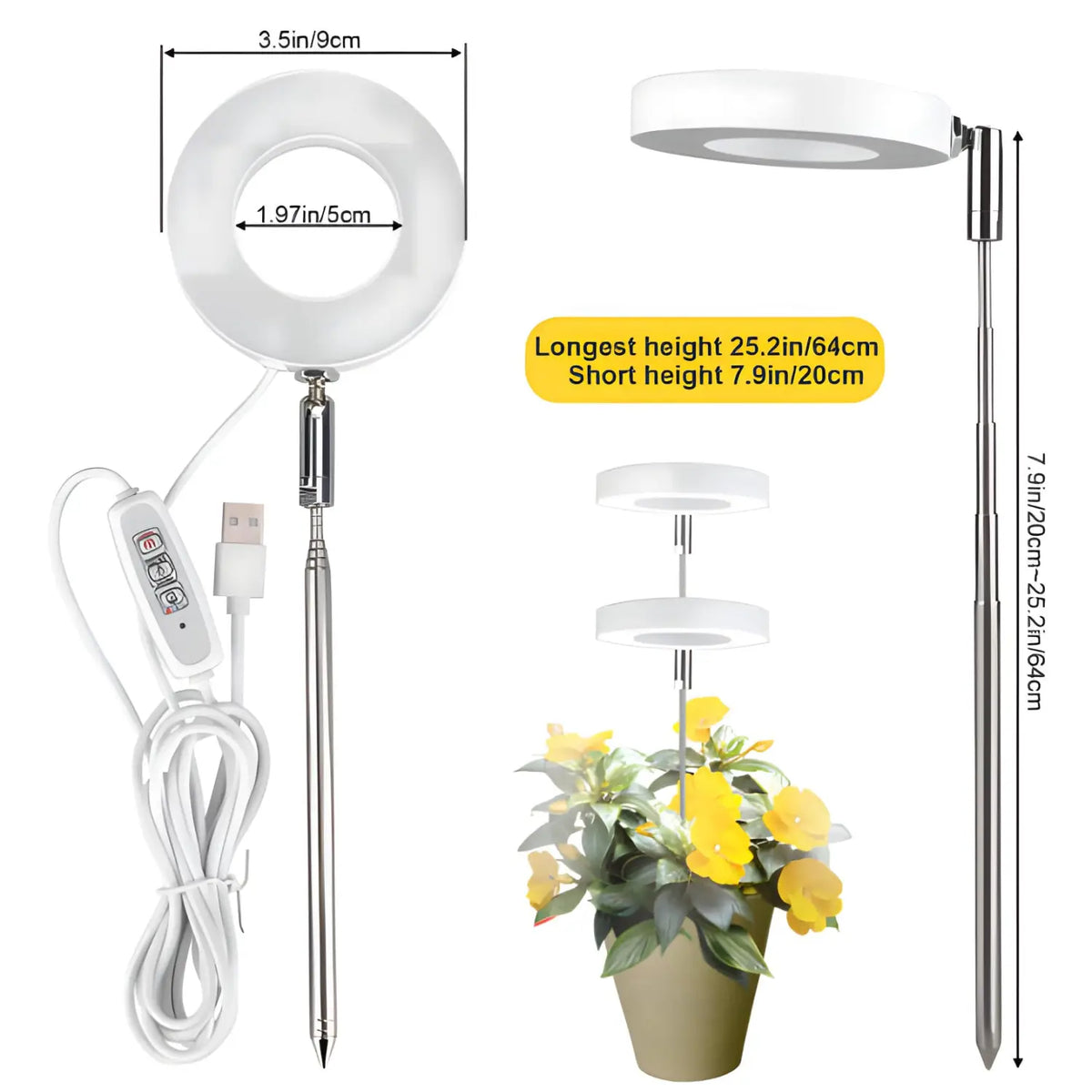Timing Dimming Plant Grow Light for Succulent Bonsai Plants, view 3