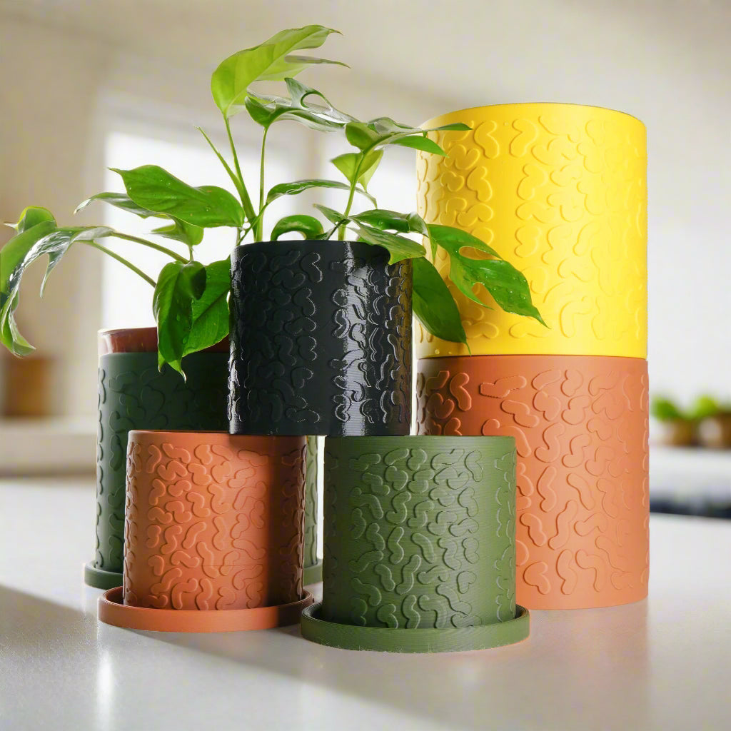 Tiny Squiggle Cheetah Planter Pot, With Drainage & Drip Tray, view 3