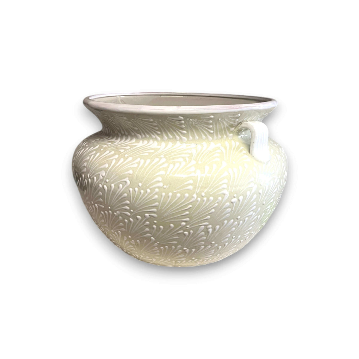 Extra Large Talavera Flower Pot | White Handmade Mexican Planter, view 5