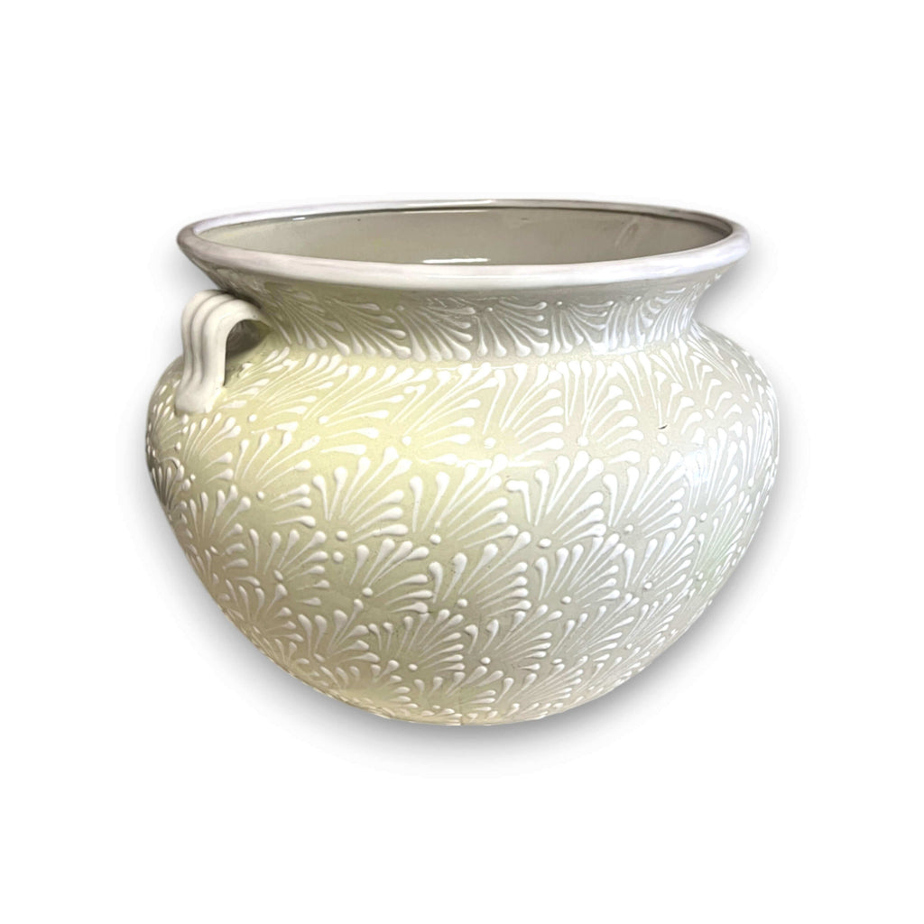 Extra Large Talavera Flower Pot | White Handmade Mexican Planter, view 3