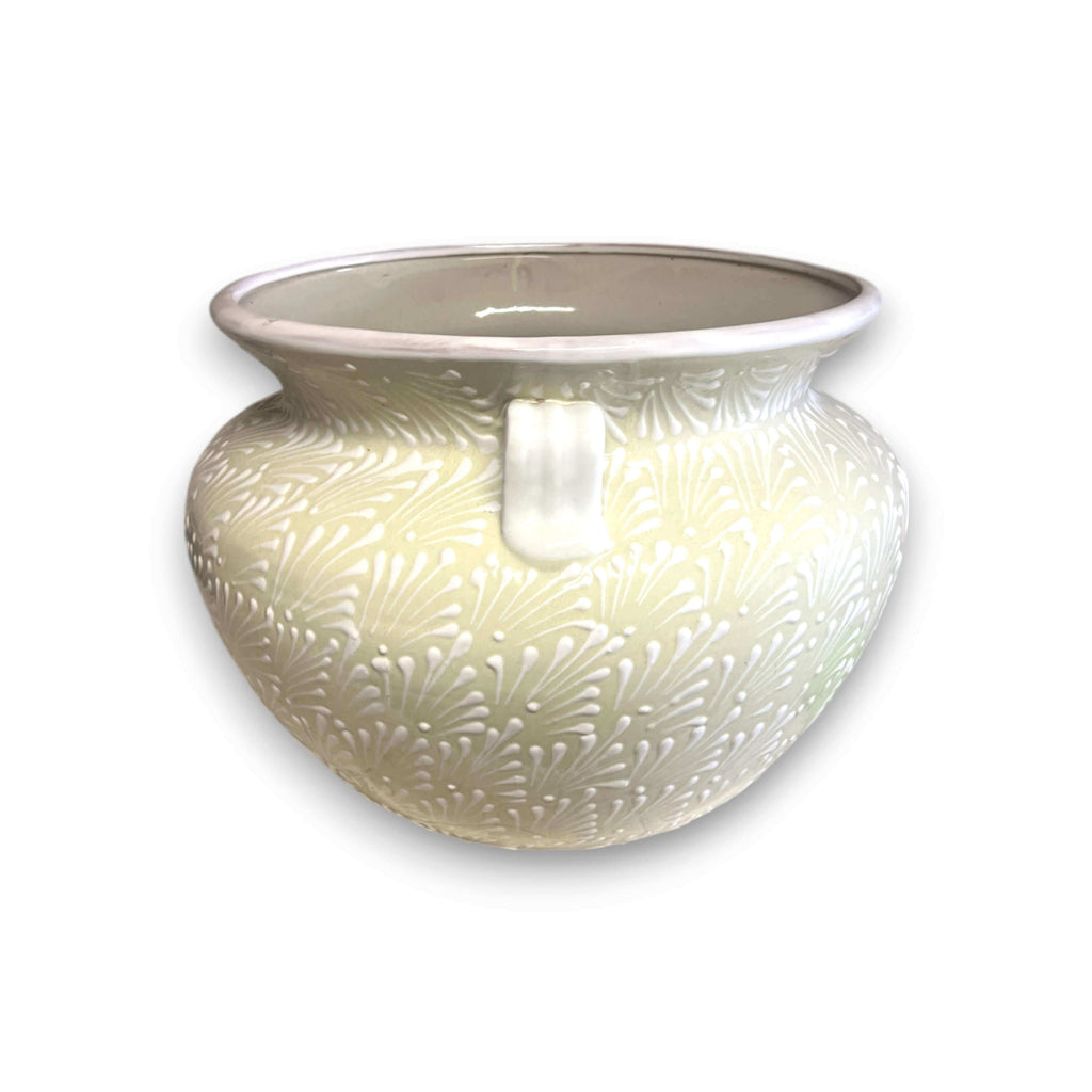 Extra Large Talavera Flower Pot | White Handmade Mexican Planter, view 6